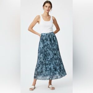 Gentle Fawn High Waist Floral Print Pleated Green & Black Lined Maxi Skirt
